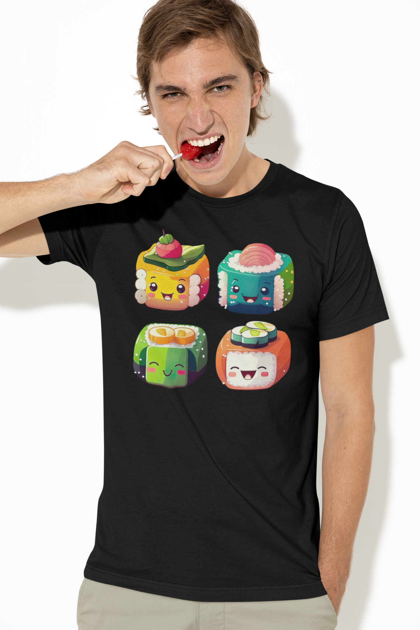 Kawaii Unisex Anime T-shirt - Sushi Time!