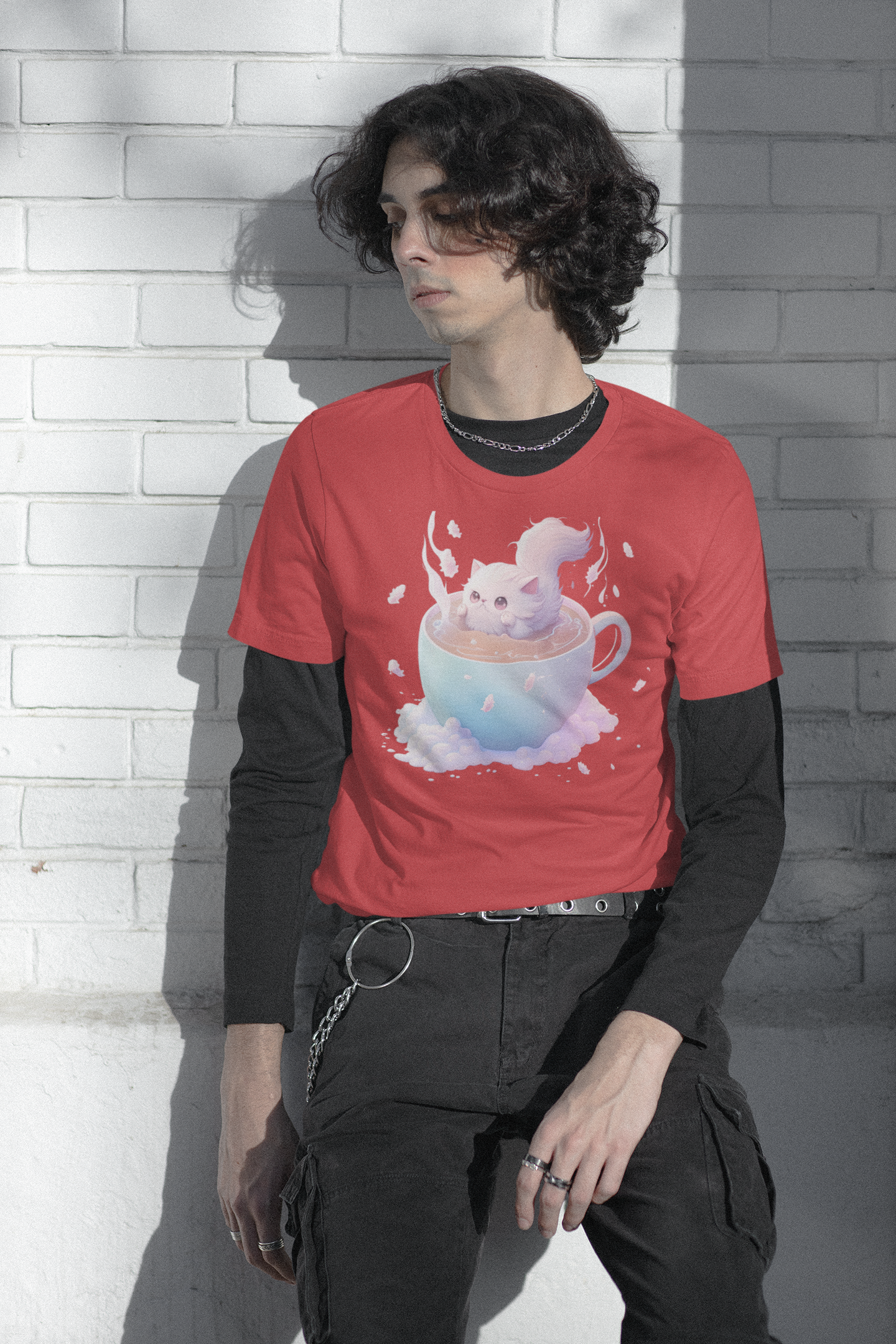 Kawaii Unisex Anime T-shirt - Latte Dream Neko