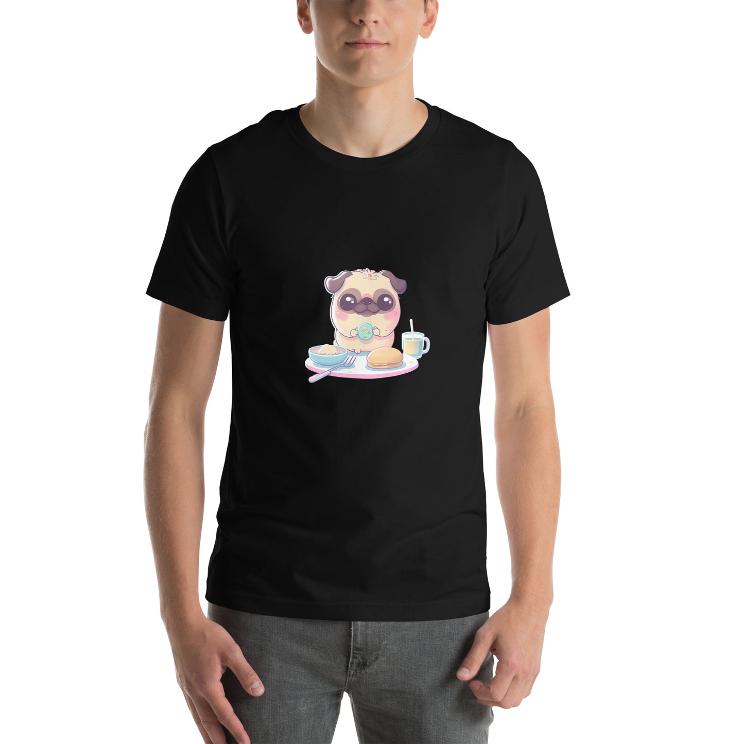 ユニセックスTシャツ - Breakfast Pug