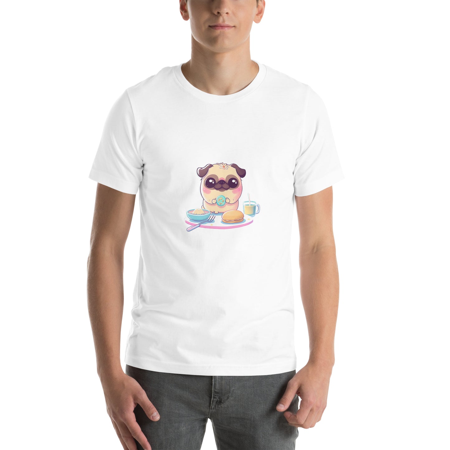 ユニセックスTシャツ - Breakfast Pug