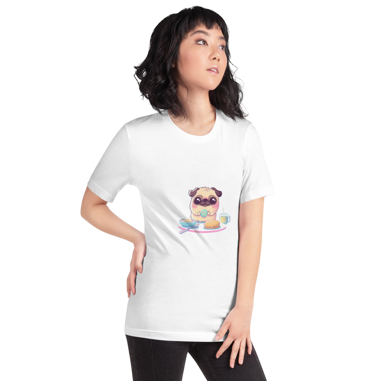 ユニセックスTシャツ - Breakfast Pug